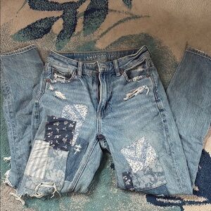 American Eagle Outfitters Women's Blue Patchwork Jeans